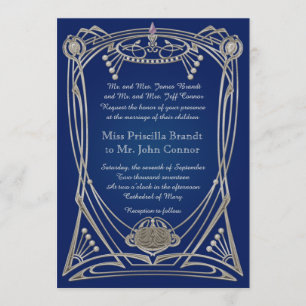 Hochzeitseinladung Blue night & silber Einladung