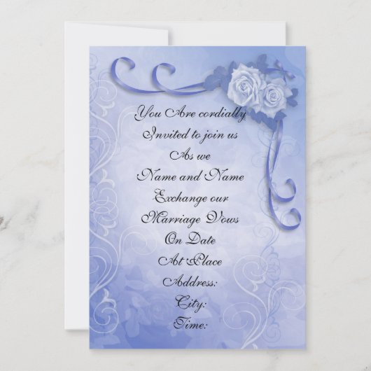 Hochzeitseinladung Blue Rose elegant Einladung (Vorderseite)