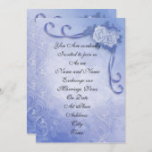 Hochzeitseinladung Blue Rose elegant Einladung (Vorne/Hinten)