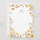 Hochzeitseinladung botanische Wildblumen gelb Einladung (Rückseite)