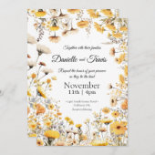 Hochzeitseinladung botanische Wildblumen gelb Einladung (Vorne/Hinten)