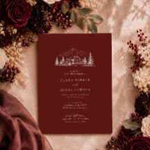 Hochzeitseinladung Burgunder Kiefern Lodge
