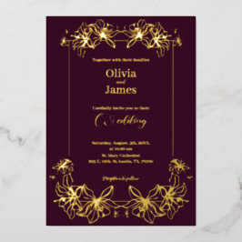 Hochzeitseinladung burguny gold Foil Holiday Card Folien Feiertagskarte