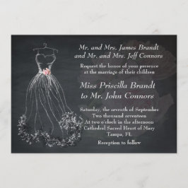 Hochzeitseinladung Chalkboard, stilisiertes Kleid Einladung