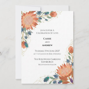 Hochzeitseinladung Coral Protea Beetle Einladung