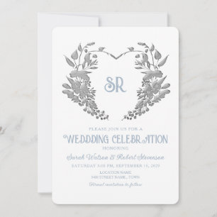 Hochzeitseinladung Crest Monogram Dusty Blue Einladung