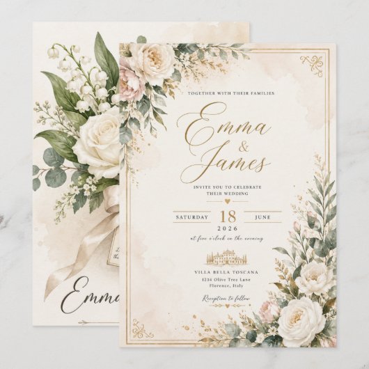 Hochzeitseinladung Dankeskarte (Vorne/Hinten)