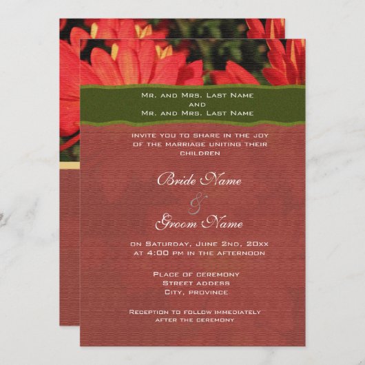 Hochzeitseinladung der Eltern von Braut und Bräuti Einladung (Vorne/Hinten)