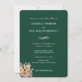 Hochzeitseinladung - Dunkelgrün mit Blumen Einladung (Vorderseite)