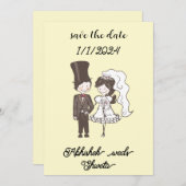 Hochzeitseinladung ein Karikaturenpaar Portrait Einladung (Vorne/Hinten)