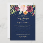 Hochzeitseinladung eines Glitzer der Marine Burgun Einladung (Vorderseite)