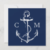 Hochzeitseinladung eines Navy Blue Nautical Ship A (Rückseite)