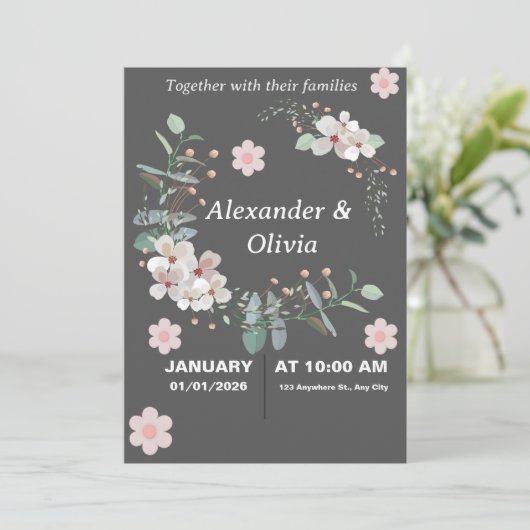 Hochzeitseinladung Einladung (Stehend Vorderseite)