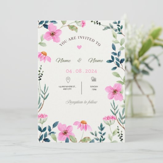 Hochzeitseinladung Einladung (Stehend Vorderseite)