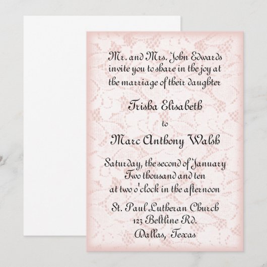 Hochzeitseinladung Einladung (Vorne/Hinten)