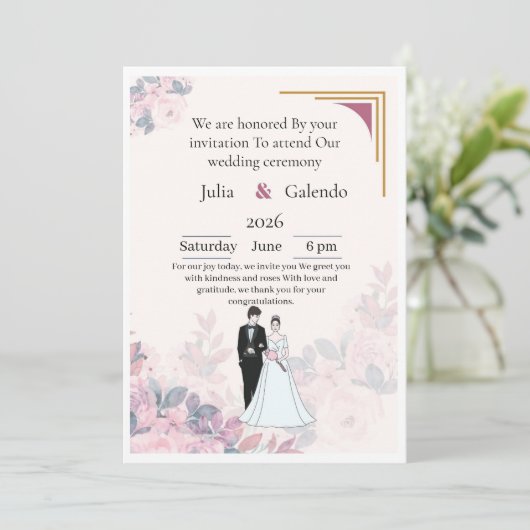 Hochzeitseinladung Einladung (Stehend Vorderseite)