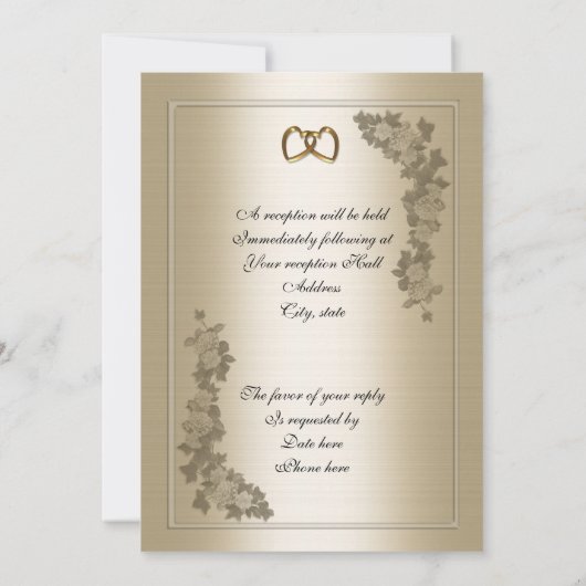 Hochzeitseinladung elegant Satin-Look Einladung (Rückseite)