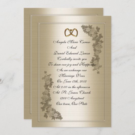 Hochzeitseinladung elegant Satin-Look Einladung (Vorne/Hinten)