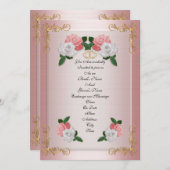 Hochzeitseinladung elegante formale rosa Rosen Einladung (Vorne/Hinten)