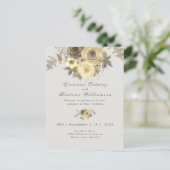 Hochzeitseinladung elegante gelbe Rose blassgrau Postkarte (Stehend Vorderseite)