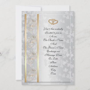 Hochzeitseinladung elegante Goldenherzen Einladung
