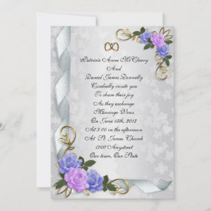 Hochzeitseinladung elegante Lavendel und blaue Ros Einladung