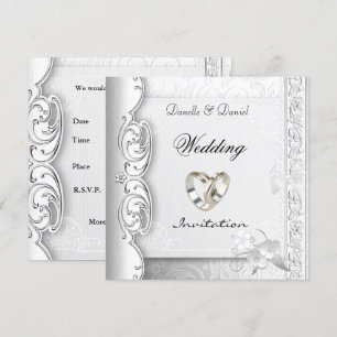Hochzeitseinladung Elegante Weiße Spitze Ringe Einladung