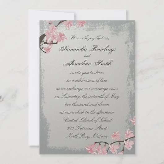 Hochzeitseinladung - Eleganter Graukreuz Einladung (Rückseite)