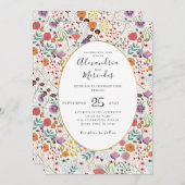 Hochzeitseinladung farbenfrohe Blume Frühlingsblum Einladung (Vorne/Hinten)