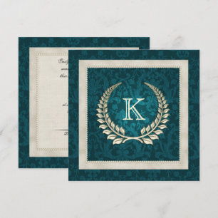 Hochzeitseinladung für aquamarine Damast und Perle Einladung