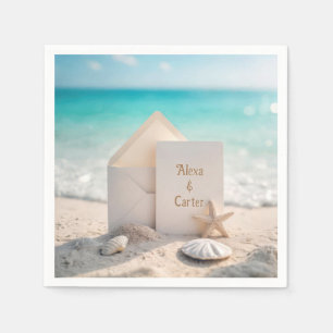 Hochzeitseinladung für den Strand mit Seestern Serviette