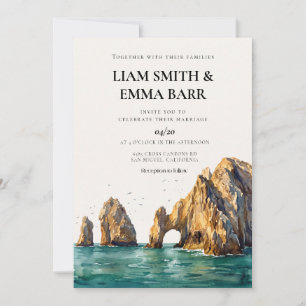 Hochzeitseinladung für eine Küstenhochzeit in Cabo Einladung