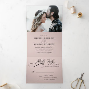 Hochzeitseinladung für elegante Kalligraphie Dreifach Gefaltete Einladung