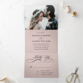 Hochzeitseinladung für elegante Kalligraphie Dreifach Gefaltete Einladung