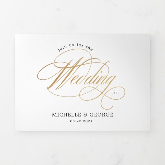 Hochzeitseinladung für elegante Kalligraphie Dreifach Gefaltete Einladung (Cover)