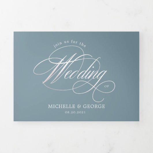 Hochzeitseinladung für elegante Kalligraphie Dreifach Gefaltete Einladung (Cover)