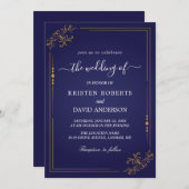 Hochzeitseinladung für Geogold und Königsblau Einladung (Vorne/Hinten)