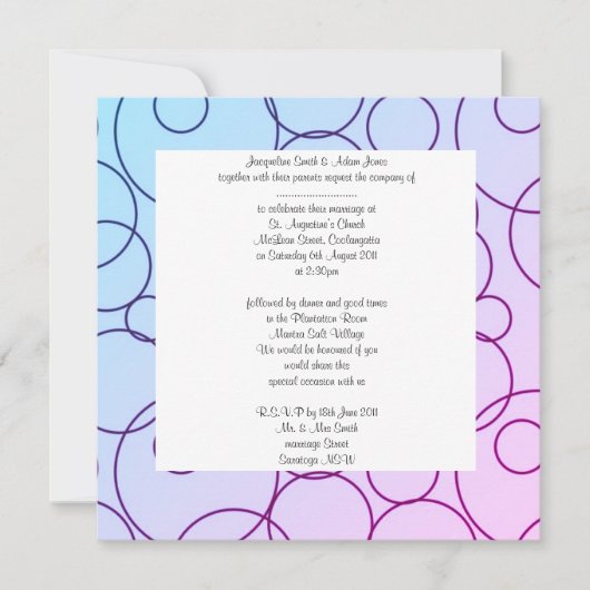 Hochzeitseinladung für Kreise und Blasen Einladung (Vorderseite)