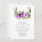 Hochzeitseinladung für lila Blumenfreunde Einladung (Vorderseite)