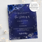 Hochzeitseinladung für Navy Blue Silver Blume Flyer