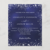Hochzeitseinladung für Navy Blue Silver Glitzer (Vorderseite)