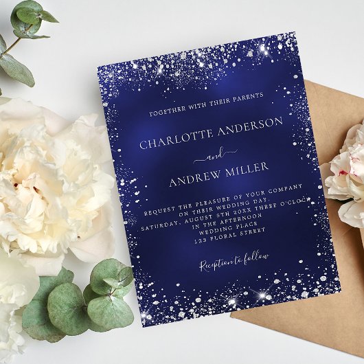 Hochzeitseinladung für Navy Blue Silver Glitzer Flyer