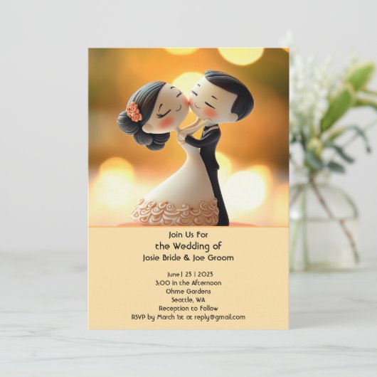 Hochzeitseinladung für niedliche Liebe Einladung (Stehend Vorderseite)