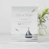 Hochzeitseinladung für Seefahrer an der Küste Einladung (Stehend Vorderseite)