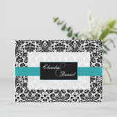 Hochzeitseinladung für Wasserdamast Einladung (Stehend Vorderseite)