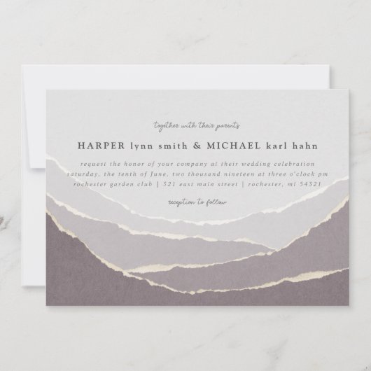 Hochzeitseinladung für zerrissene Papierberge Einladung (Vorderseite)