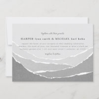 Hochzeitseinladung für zerrissene Papierberge