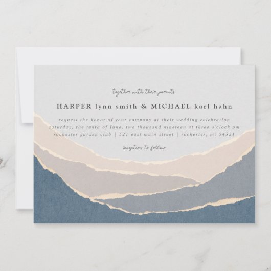 Hochzeitseinladung für zerrissene Papierberge Einladung (Vorderseite)