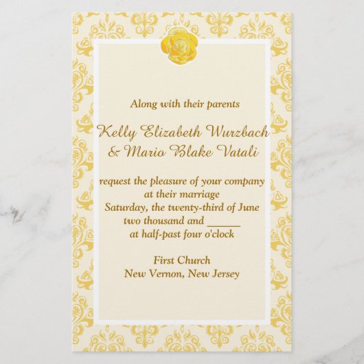 Hochzeitseinladung Gelbe Flora Briefpapier (Vorderseite)