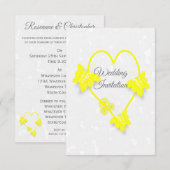 Hochzeitseinladung Gelbe Herzschmetterlinge Einladung (Vorne/Hinten)